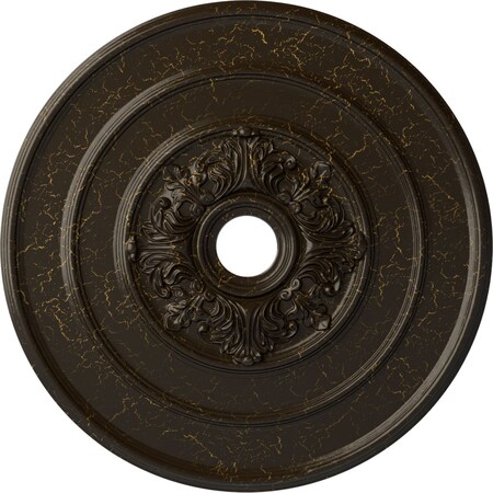 Ekena Millwork Traditional with Acanthus Leaves Ceiling Medallion, 26"OD x 3 1/8"ID x 1 1/2"P, Stone Hearth Crackle CM26TASHC